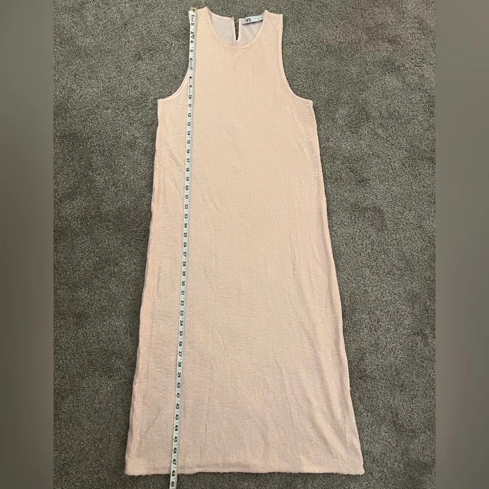 ZARA Pink Sequin Midi Dress - Picture 6 of 13